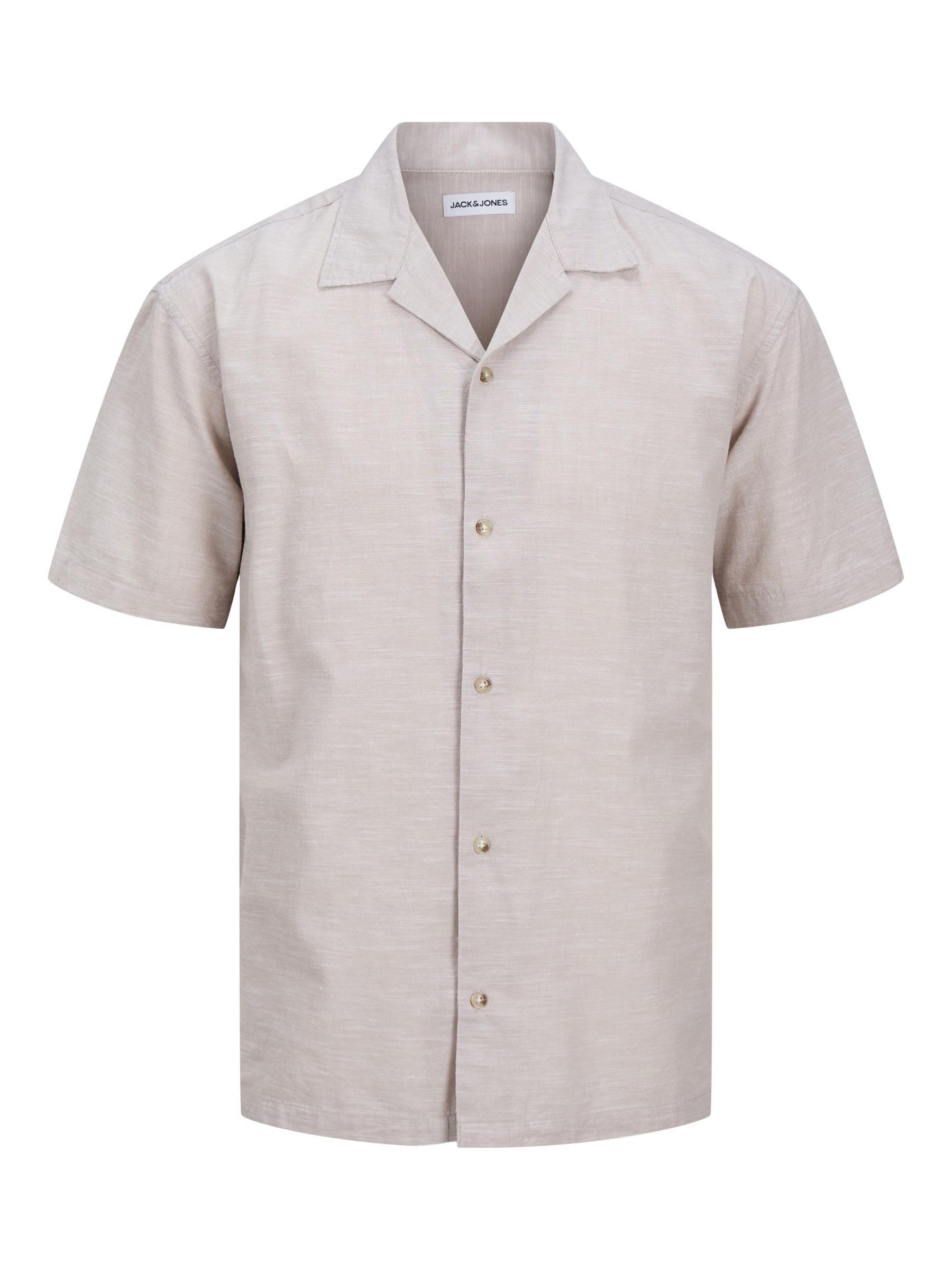 JACK & JONES Men's Jjesummer Resort Shirt Ss Sn Short Sleeve Shirt, Crockery, L