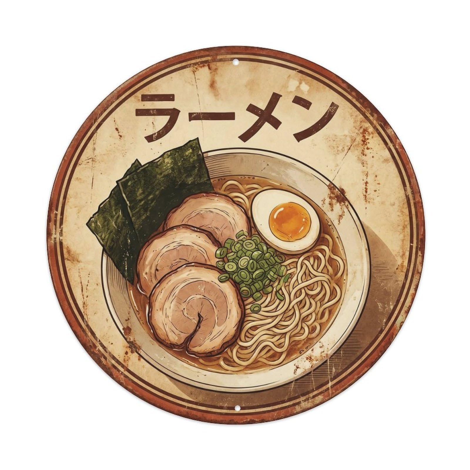 Cxhjca 8X8inch(20X20cm) Ramen Japanese Noodle Bar Vintage Americana Kitchen Metal Tin Sign