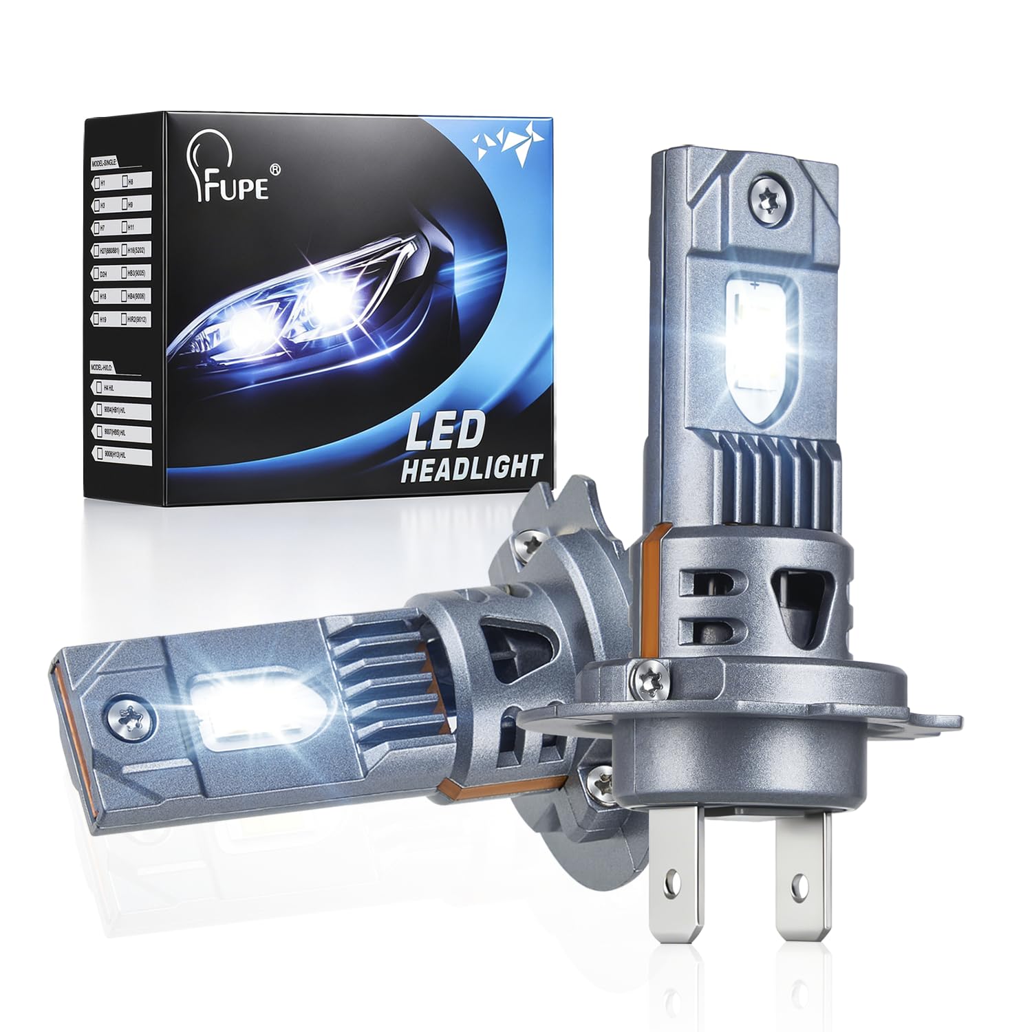 FUPE Lampadine LED H7 150W 52000LM, Kit Fari Auto 6500K Bianco Freddo con Sistema Anti-Errore CANBUS, Chip LED Alta Potenza IP67 Impermeabile, Ricambio Alogene per Auto e Moto, Confezione da 2