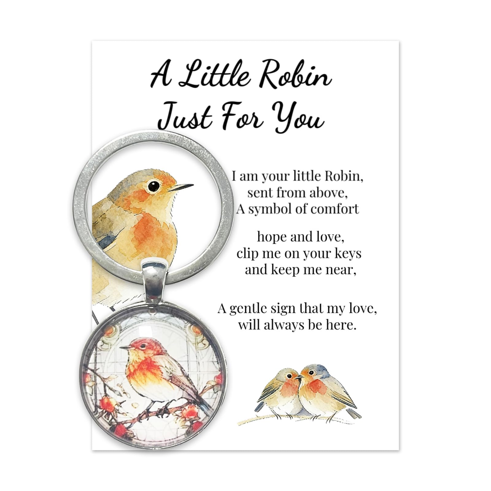 AIKOBAA Little Robin Keepsake Keychain | Comforting & Inspirational Gift with Heartfelt Poem | Remembrance, Sympathy or Encouragement Gift for Her or Him | Keyring for Mom, Friend, Loved One