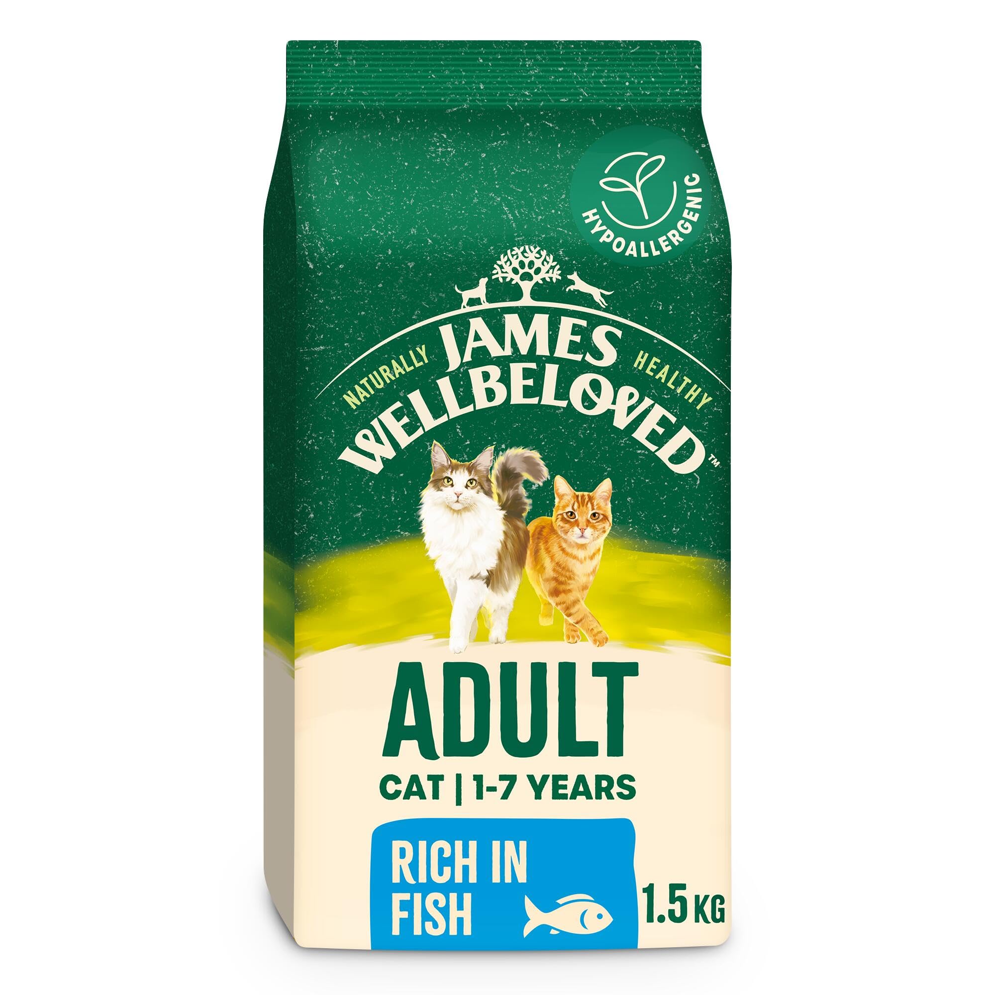 James Wellbeloved Hypoallergenic Dry Cat Food for Adult Cats Fish 1.5 kg