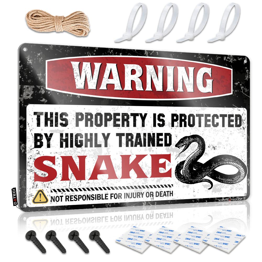 Farmhouse Signs Door Wall Decor | Warning This Property Is Protected By A Highly Trained Snake Half For Exterior Home(30X40CM)