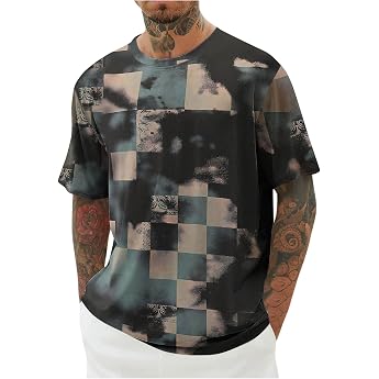 T-Shirts for Men Summer Shirt Short Sleeve T-Shirt Tie-Dye Pattern Streetwear Casual Shirt Cotton Hiking Shirt Boys' Sweatshirt Casual Clothing Vintage Clothing Fashion Motif Retro Running