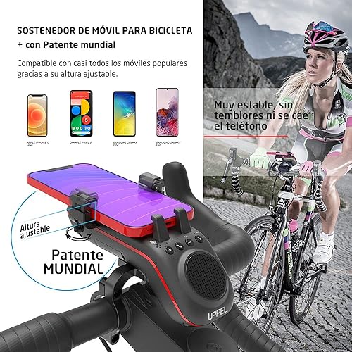 Miniatura 6 de UPPEL Multifunctional Bike Speaker & Phone Holder - Bicycle Headlight, Horn, Microphone & Power Bank (5000mAh), Ideal for Mountain & Road Cycling