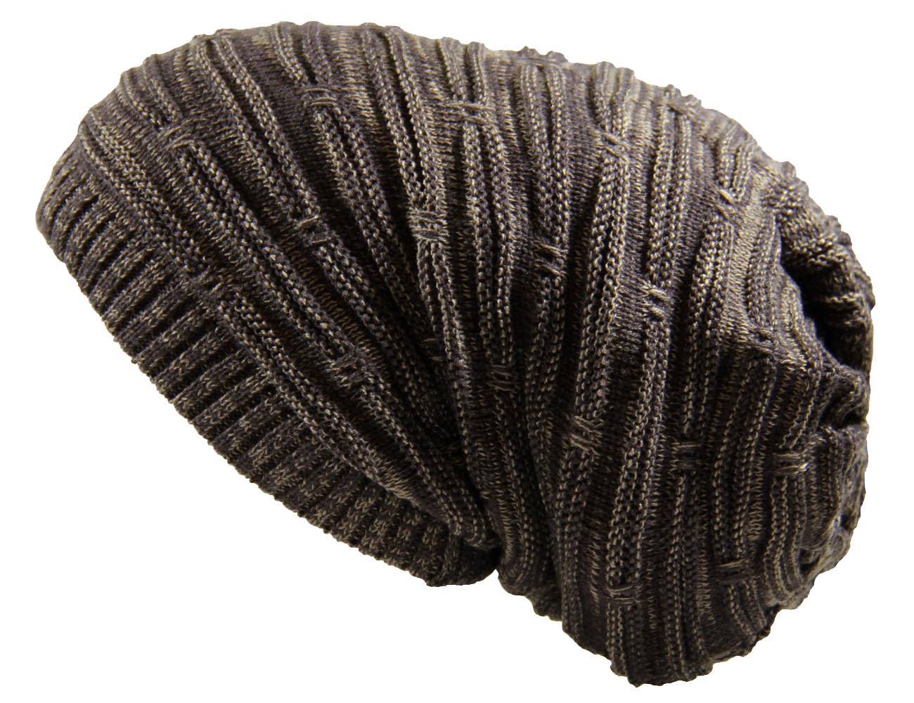 RW Rasta Stretch Long Beanie Hats, Dark Brown Multi, One Size-XX-Large