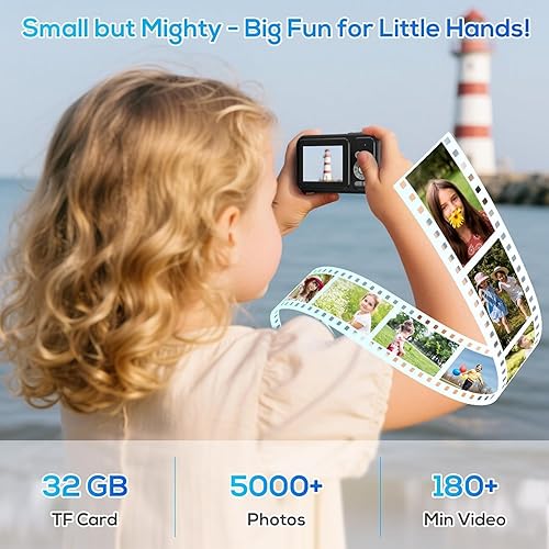 Miniatura 5 de Cámara digital para niños, cámaras digitales de 48 MP FHD 1080P para apuntar y disparar con zoom de 16X, cámaras portátiles compactas