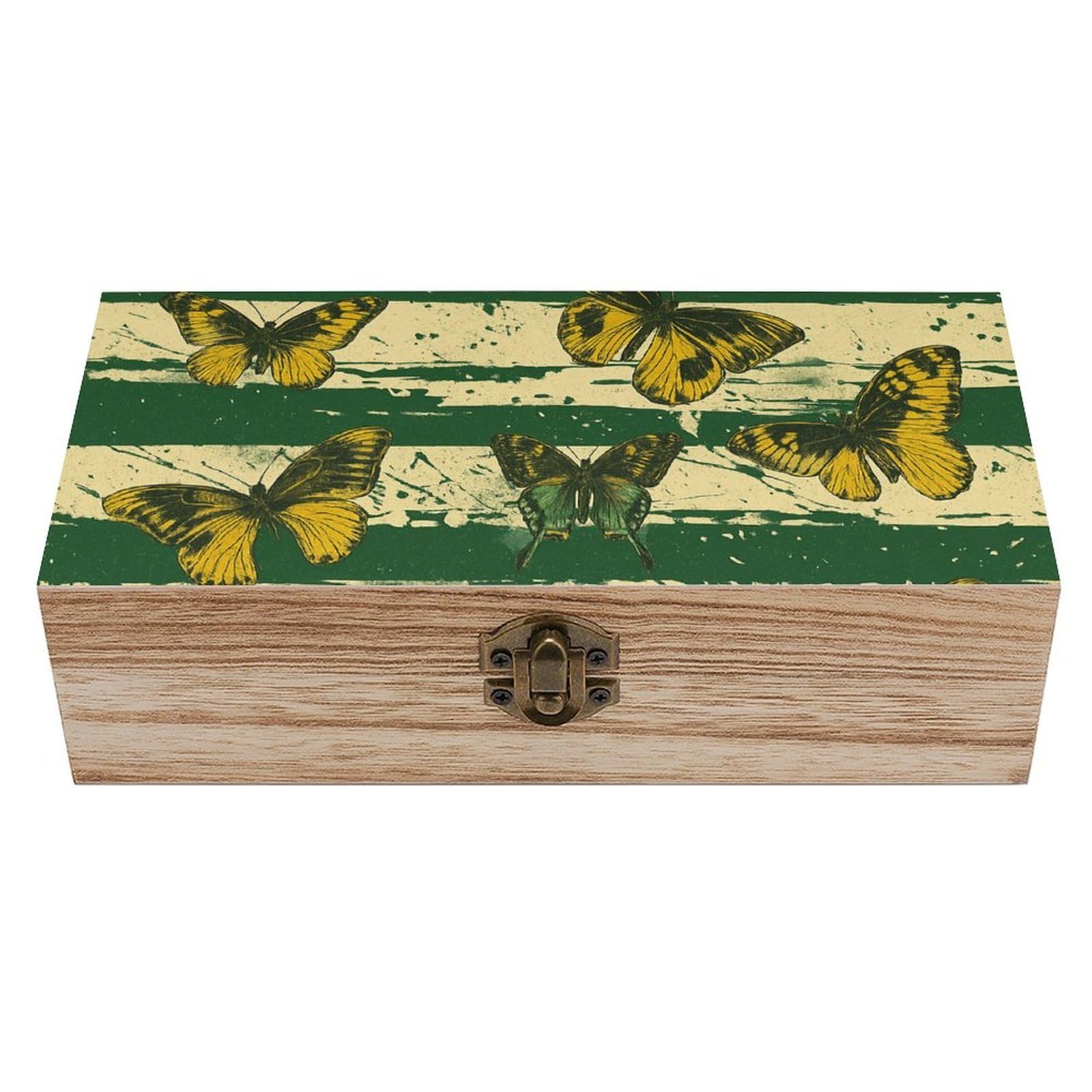 SMAZDFXX Jamaica Flag Butterfly Wooden Storage Box Multipurpose Decorative Box for Jewelry Photo Home Decor