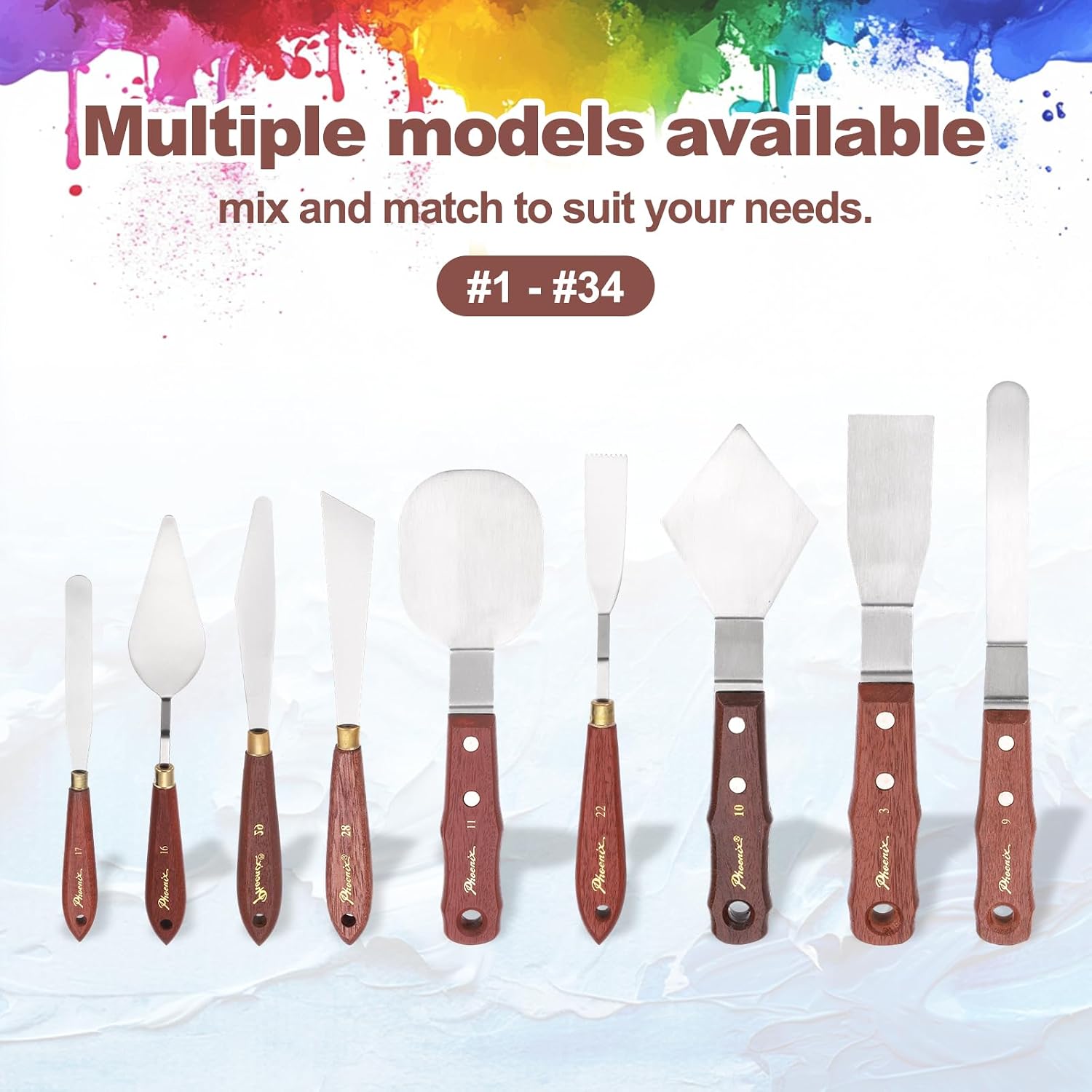 MECCANIXITY Pack of 1 Palette Knife No.17, 9.1" Long Palette Knives with Stainless Steel Flexible Spatula Pallet Knife and Wood Handle for Scraping, Mixing, Oil Acrylic Painting Canvas