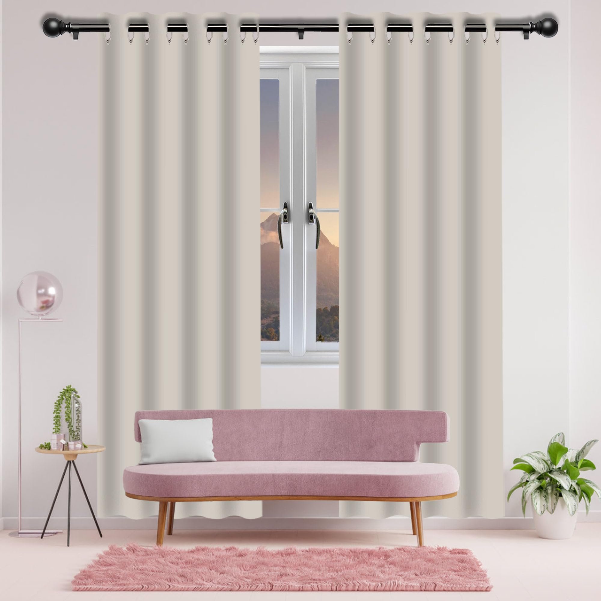 Tende per Interni Tende Moderne 188 x 190 cm 100% Poliestere Tenda Oscurante Portatile per Salotto Eleganti, Beige