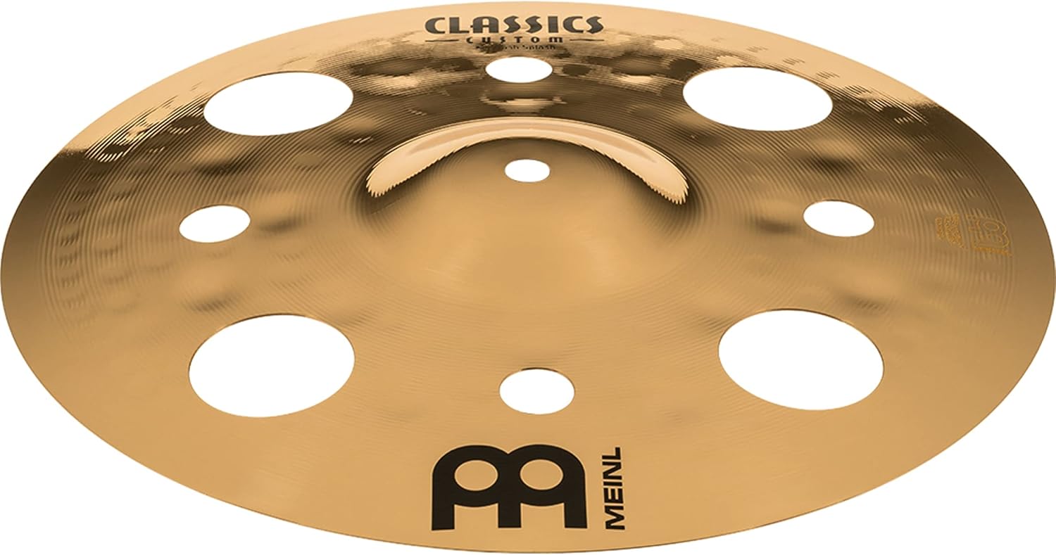 Meinl 12" Trash Splash Cymbal with Holes - Classics Custom Brilliant - Made In Germany, 2-YEAR WARRANTY (CC12TRS-B) | Cymbal for Drum Set, Brilliant Finish B12 Bronze