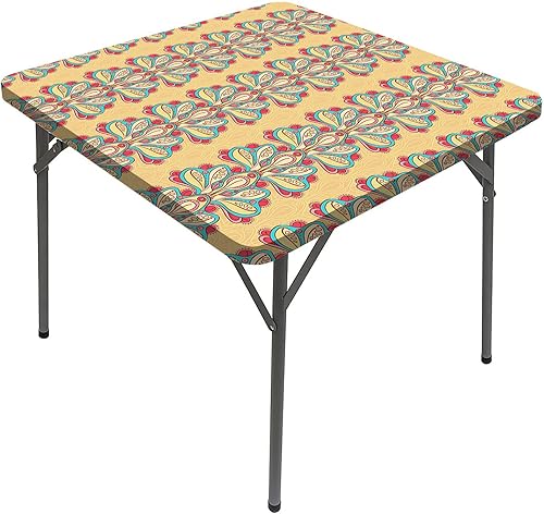 JUNTAIY Mantel abstracto con bordes elásticos, fondo amarillo natural con flores, cuadrado, se adapta a mesas de 24 x 24 pulgadas, para disponible en Yaxa Venezuela