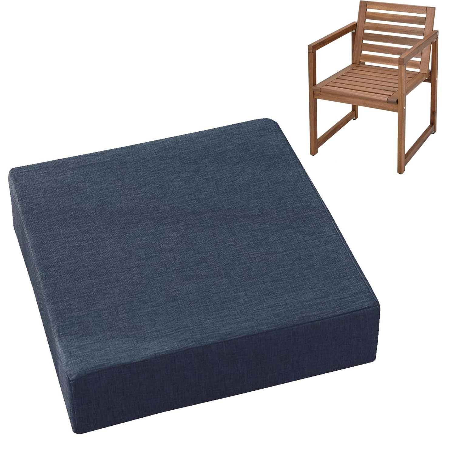 Cushions 45cm x 45cm/50cm x 50cm for Outdoor & Indoor Chair, Square Seat Pad for Garden Chairs High-Density Foam, Anti-Slip, Washable Cover- Patio, Dining, Sofa & Bench Use(Navy,50x50cmx5cm Thick)