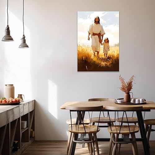 Vista 133 de Arte de pared de Jesús y el niño, póster minimalista bohemio cristiano, lienzo para pared, imagen abstracta de Jesús, arte cristiano religioso Jesús