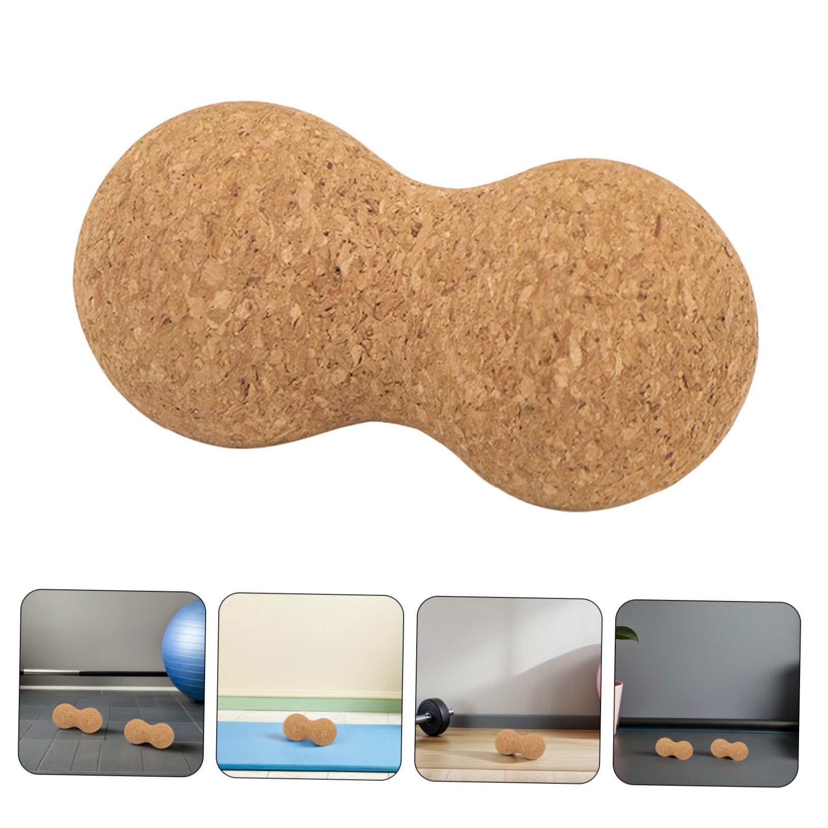 2 Bolas de Masaje de Corcho para Espalda y Pies, Forma de Cacahuete, Antideslizante, Herramienta de Relajación Muscular