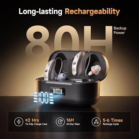 OTC Bluetooth Hearing Aids for Senior, 32-Channel AI Noise Reduction