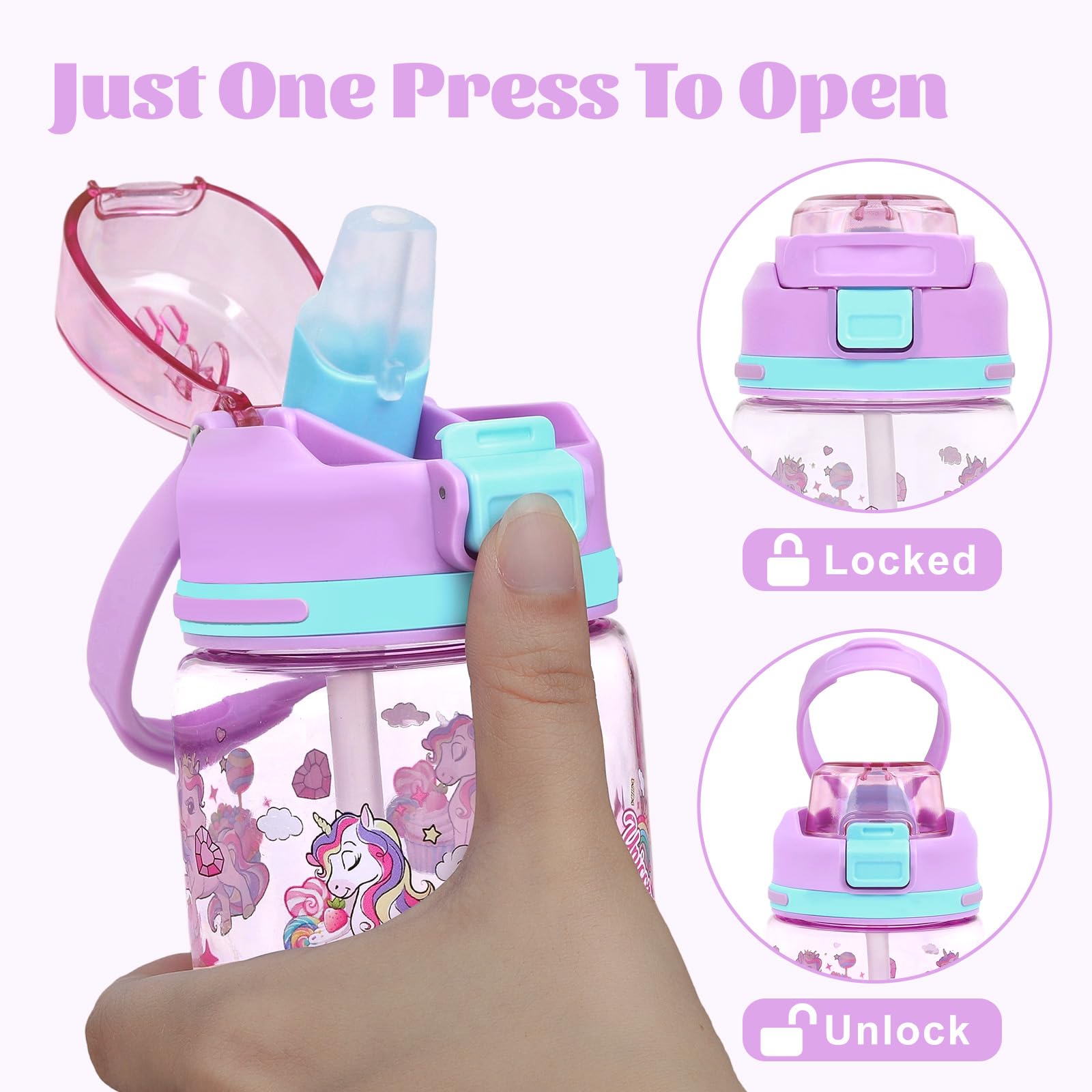 2 Pièces Gourde Enfant, Anti-Fuite, 600ml Maternelle Avec Paille