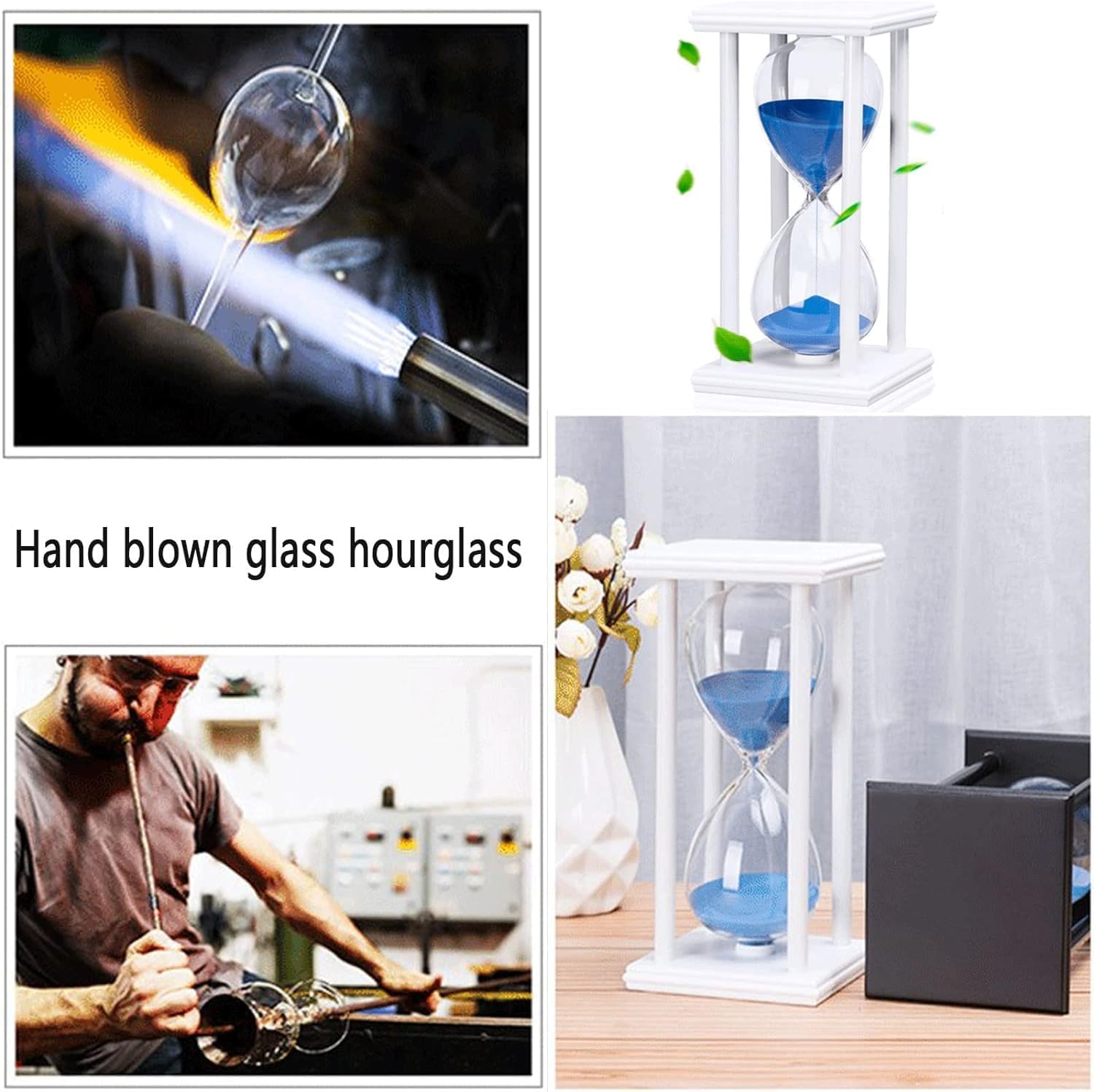 Hourglass Timer, 45-Minute Large Wooden Hourglass - Decorative Sand Timer for Home, Desk & Office Decor | Minimalist Sand Clock for Stylish Time Management(Wit,20 Minutes (14.3 * 8.1cm))