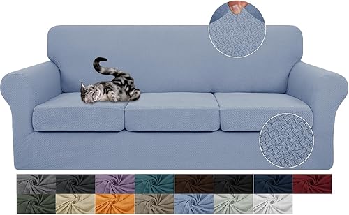 Miniatura 18 de JIVINER Fundas de sofá de 3 piezas para sofá de 2 cojines, funda de sofá elástica con 2 fundas de cojín de asiento extra grandes, fundas gruesas