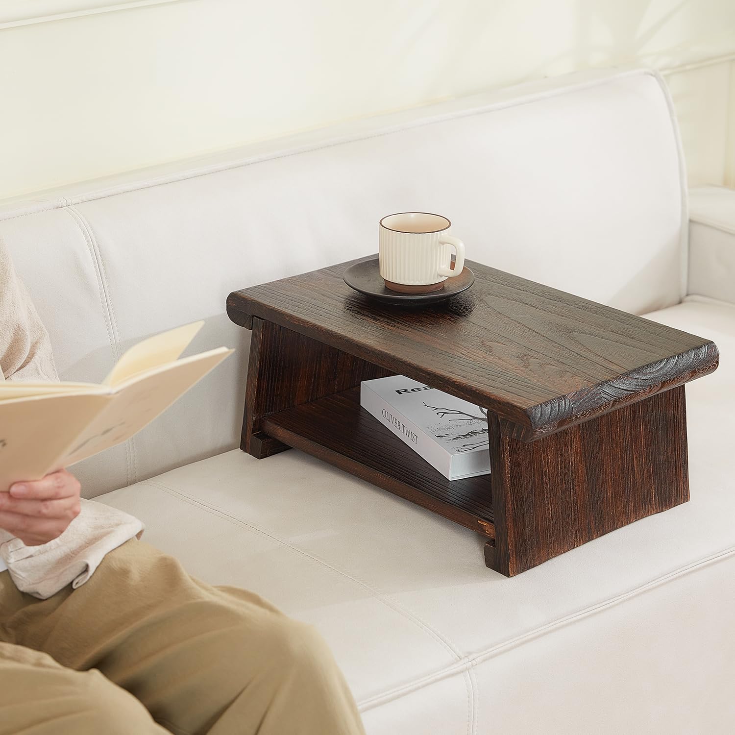 Mesa de altar japonesa, mesa de piso plegable, pequeña mesa de meditación baja de madera, mesa de centro para sala de estar, marrón, 19.7 x 11.8 x 7.9 pulgadas 4