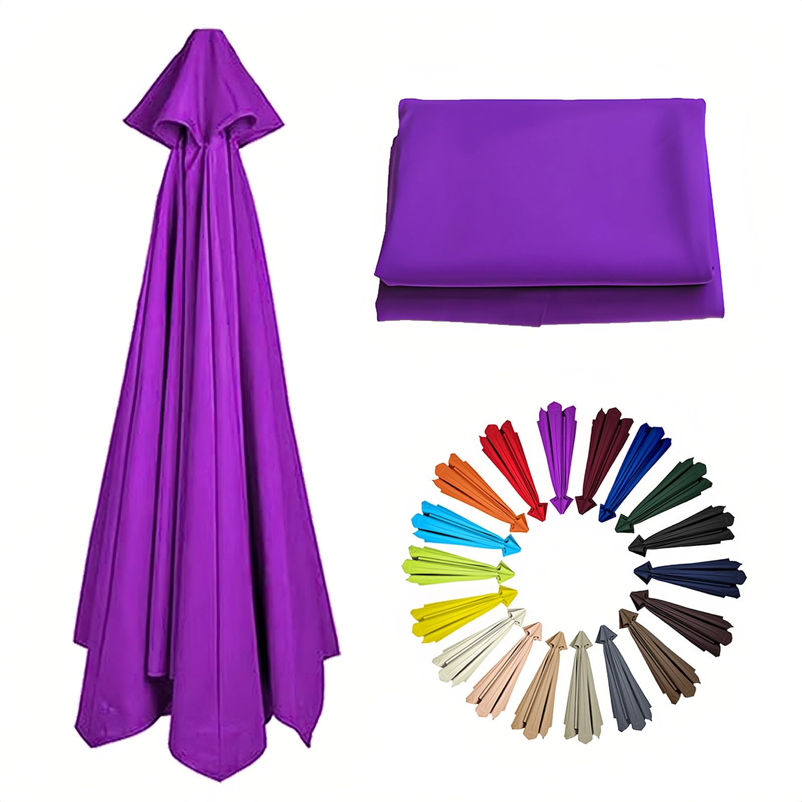 2m/6.6Ft Umbrella Replacement Canopy | Replacement Parasol Cover for 6 Arms| Umbrella Replacement Top | Breathable | Washable | for Garden, Market, Backyard, Beach, Patio(Purple)