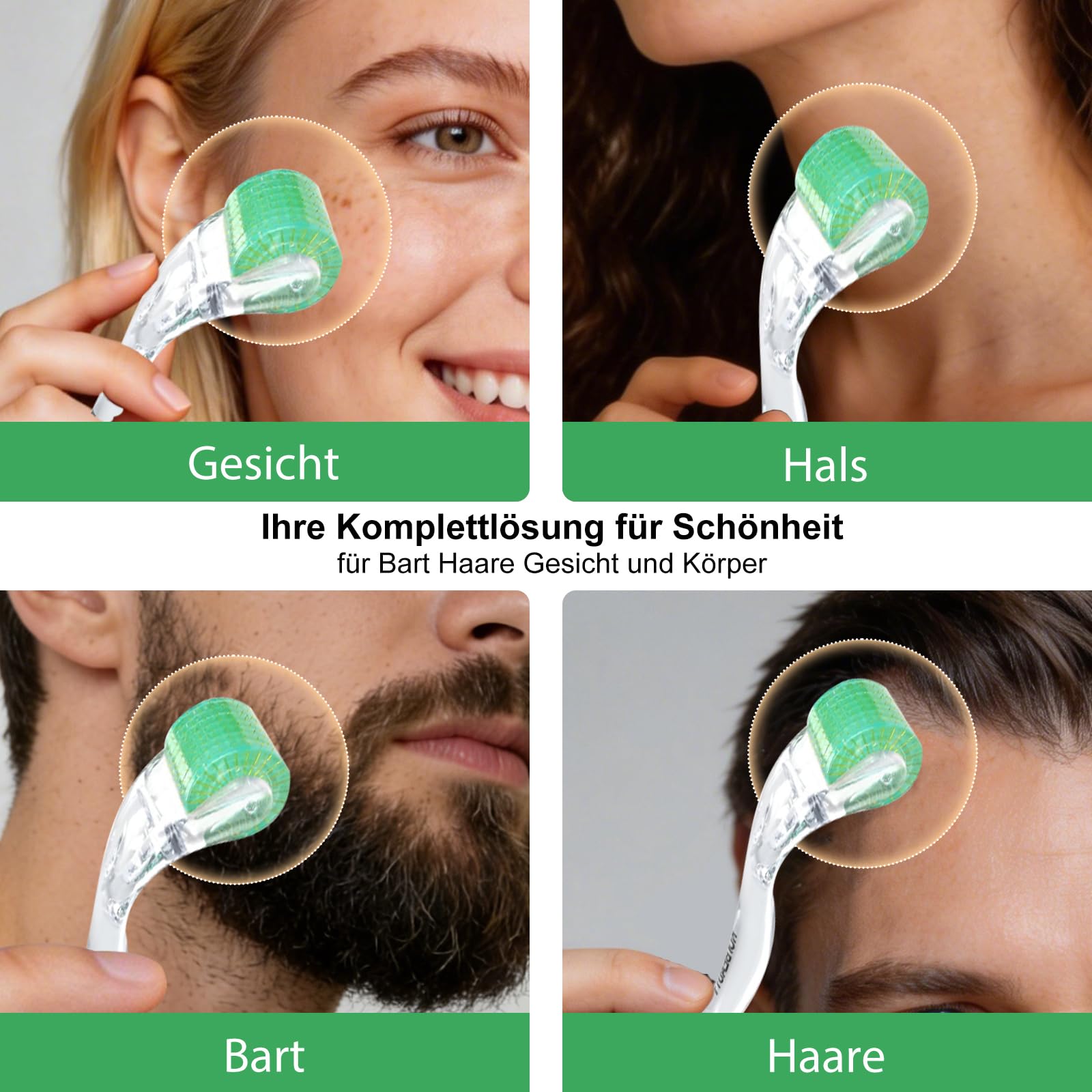 KOI BEAUTY Derma Roller 0,75 – 200 ECHTE NADELN- professionelles Microneedling für zuhause - Micro Needling Roller für Gesicht, Kopfhaar, Bart und Körper, Bartroller für Mann Frau