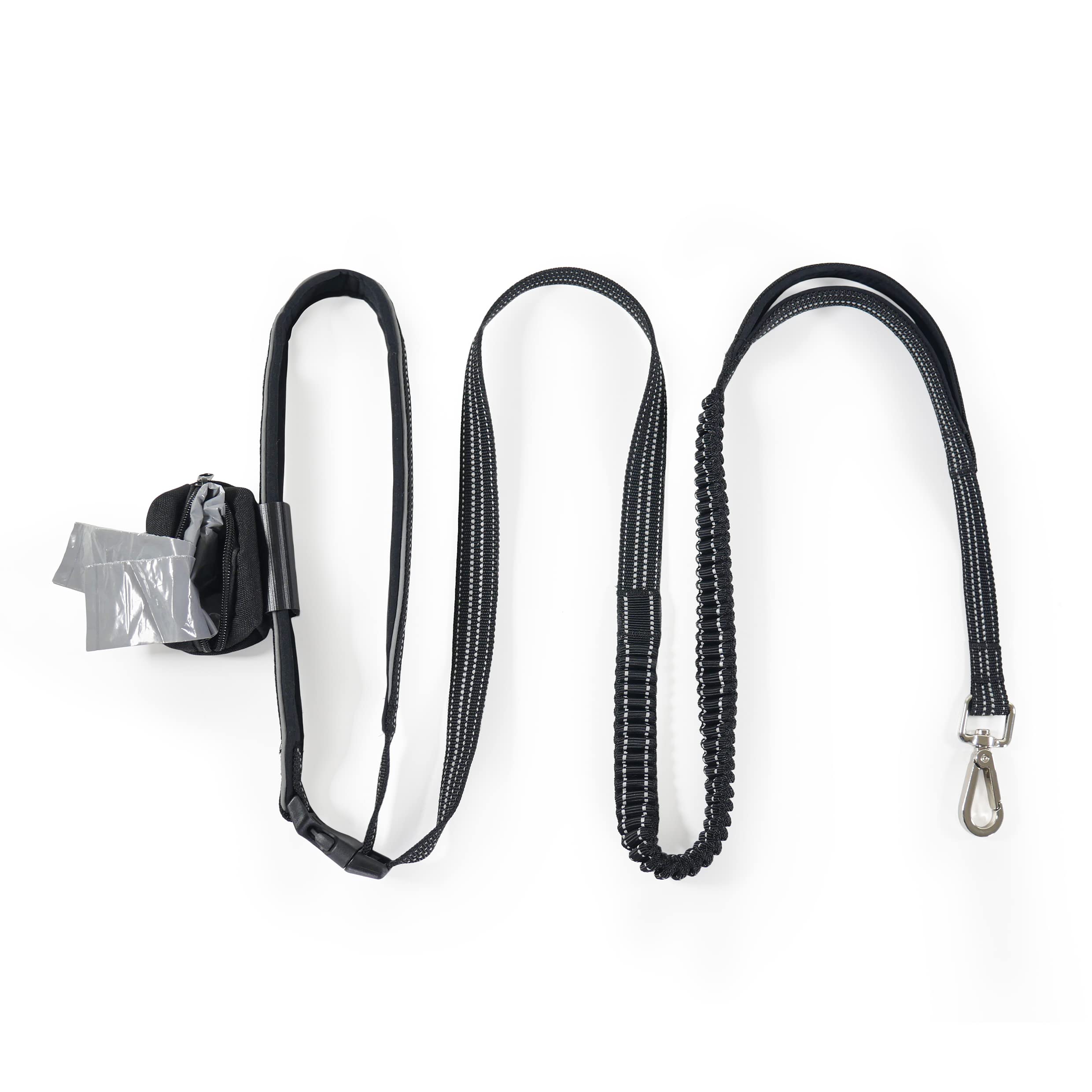 Rosewood Dog Reflective Waist Exercise Lead/Running With Zip Poop Bag Dispenser