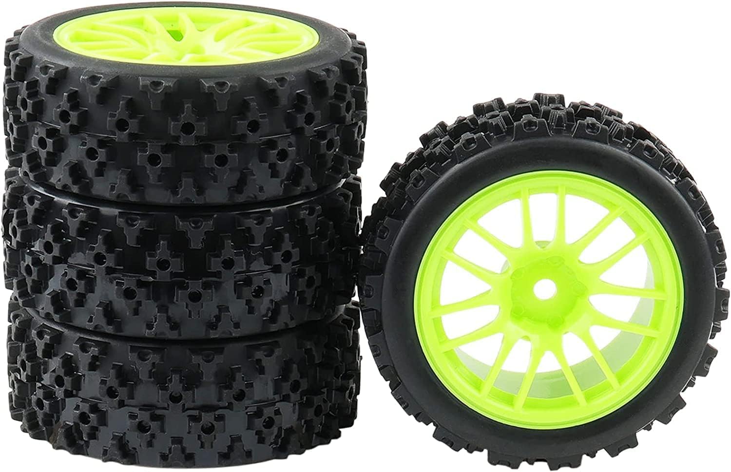 Rowiz 4 X Green RC 1:10 Scale On-Road Tires Wheel Rims Hex 12MM Crossing Rubber