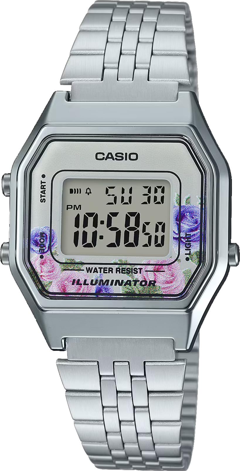 LA-680WA-4C Digital Watch Silver Stainless Steel Ladies Band