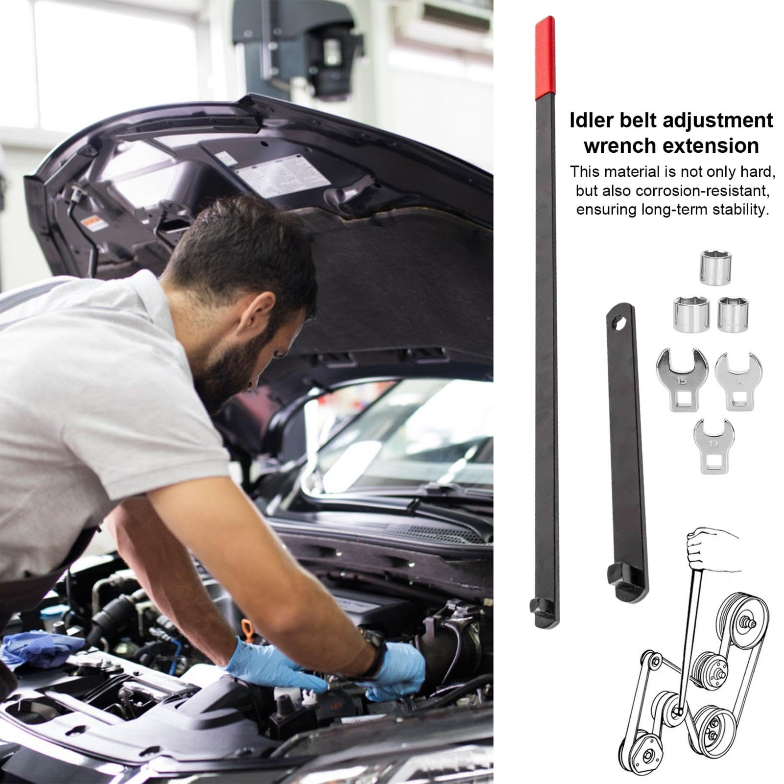 Outil de serrage de courroie serpentine, ensemble d'outils de courroie | serpentine robuste, kit de réparation automobile pour camion, voitures