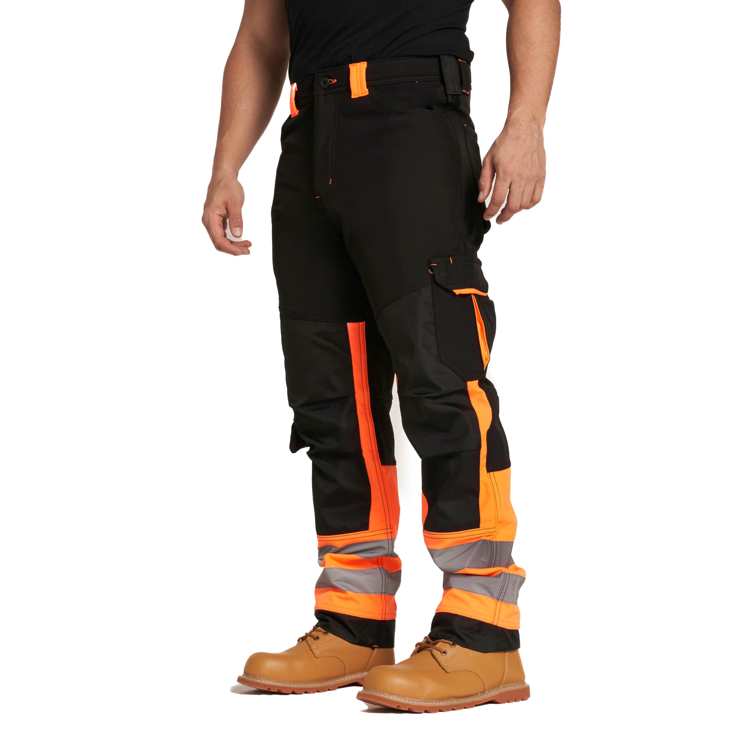 Hi Vis - Pantaloni da lavoro da uomo Softshell ad alta visibilità, riflettenti, resistenti all'acqua, resistenti alla pioggia, antivento, sicurezza sul posto, abbigliamento da lavoro,