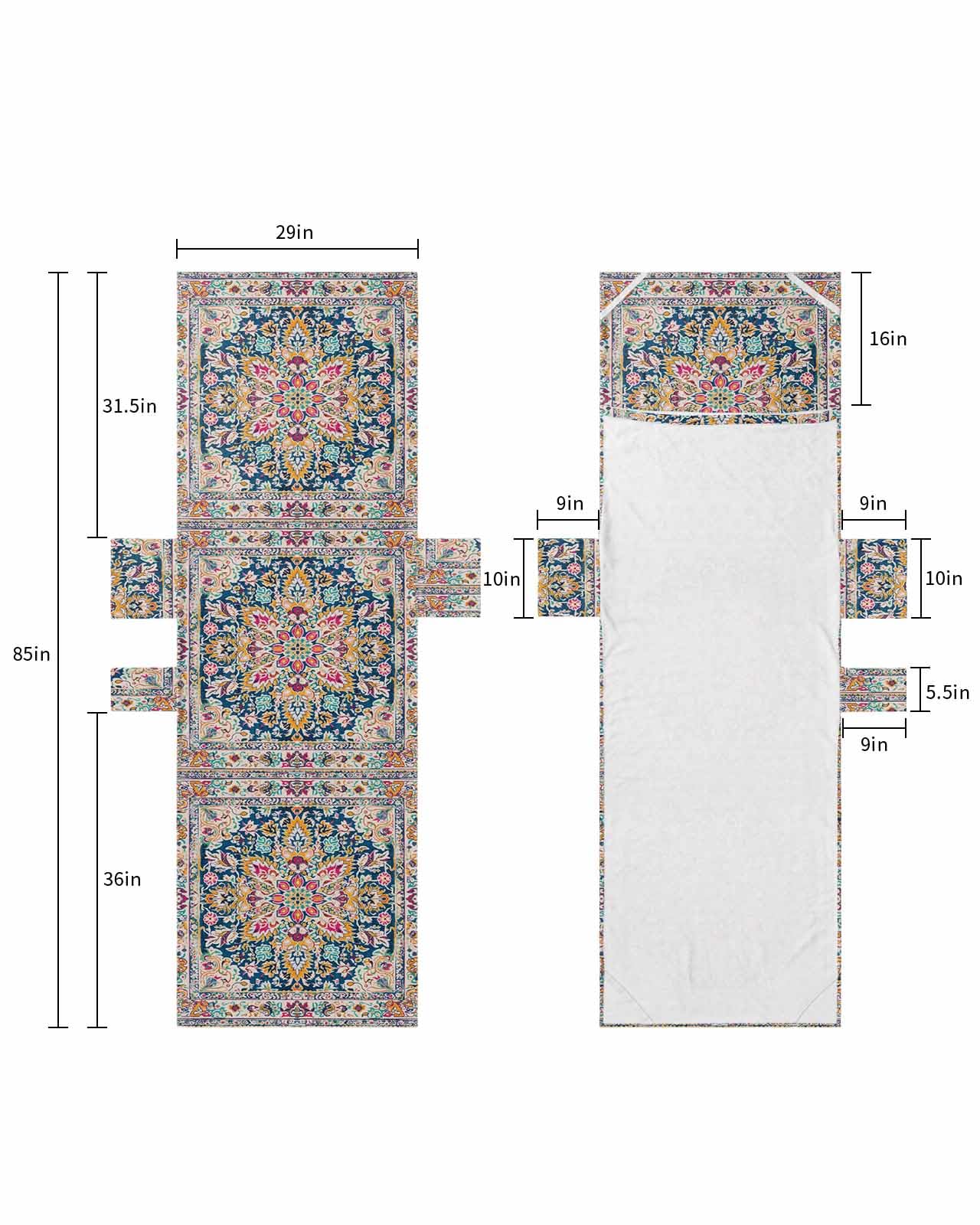 Boho Ethnic Floral Beach Lounge Chair Towel Cover, Soft Chaise Lounge Towel with Side Pockets Patio Pool Chairs Cover for Beach/Pool Sunbathing 29x85 Vintage Farmhouse Bohemia Mandala
