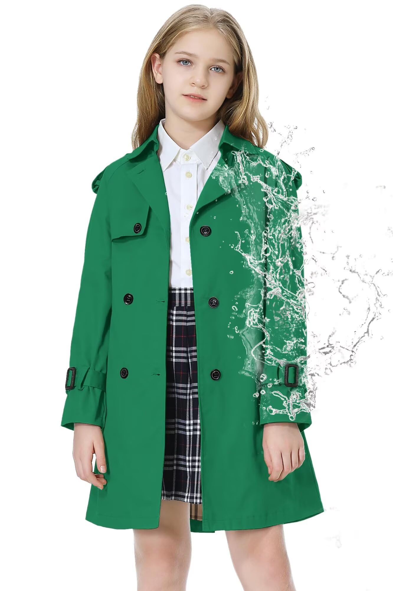 Betusline Girls Trench Coat Double Breasted Outerwear Raincoat