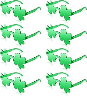 8 Pairs St. Patricks Day Glasses - Shamrock Four Leaf Clover Design Green Lucky Plastic Shutter Glasses Shades Sunglasses for Irich Saint Patricks Day Accessories Party Decorations Supplies