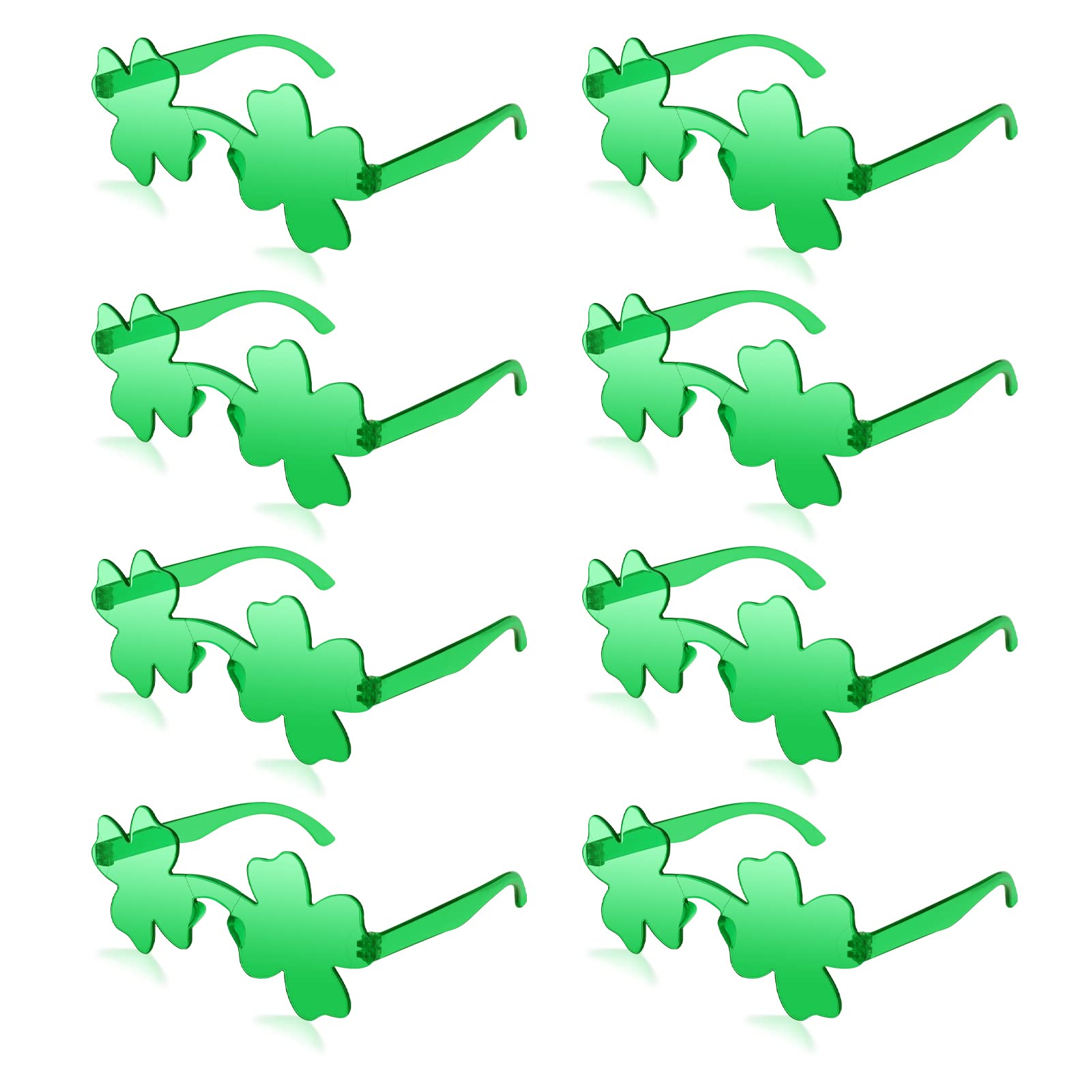 JUSTOTRY8 Pairs St. Patricks Day Glasses - Shamrock Four Leaf Clover Design Green Lucky Plastic Shutter Glasses Shades Sunglasses for Irich Saint Patricks Day Accessories Party Decorations Supplies