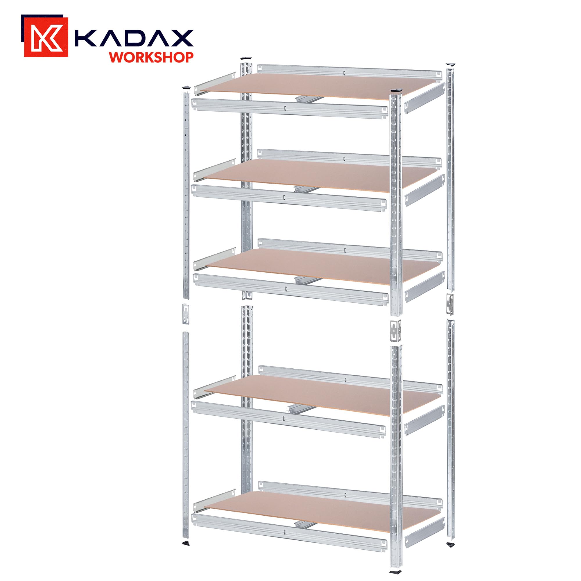 KADAX Scaffale in metallo, cantina in metallo, per carichi pesanti, per attrezzi da giardino, stabile scaffale da officina con carico di 875 kg, scaffale da garage per parti auto, sistema di