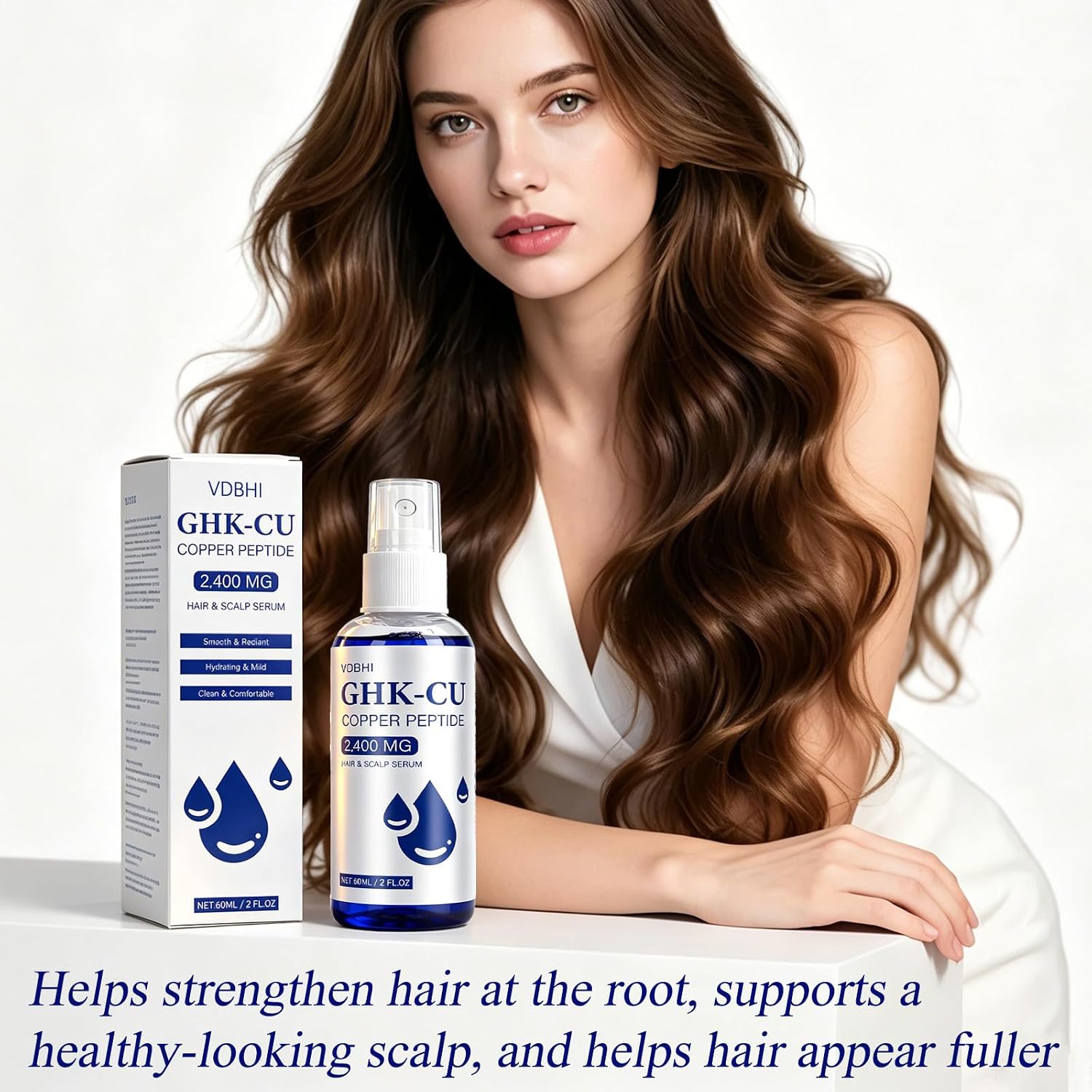 GHK-Cu Copper Peptide Hair & Scalp Serum - 4% Water-Based Formula to Nourish Scalp, Improve Hair Softness, Shine & the Appearance of Fullness - Lightweight Cosmetic Care Spray (01)