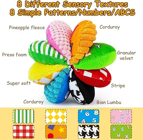 Miniatura 2 de 8-in-1 Sensory Balls for Infant Toddlers,Rainbow Fabric Baby Toy for Sensory Development,Montessori Toys for Babies 6-12 Months,8 Different Sensory