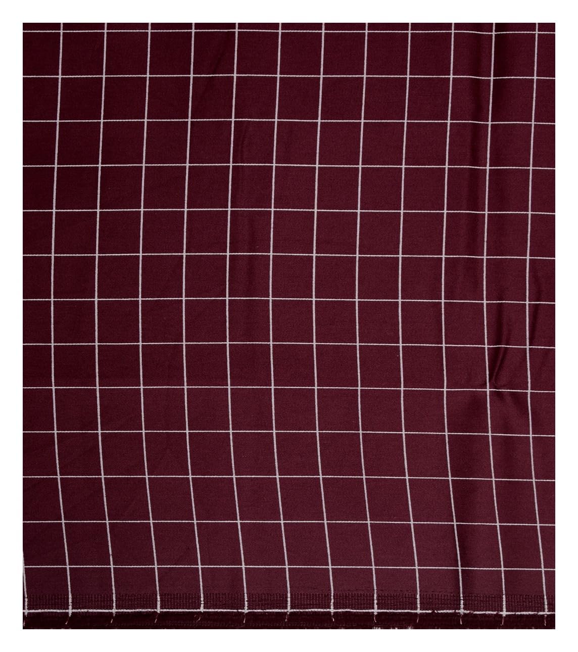 J.hampsteadGIZA COTTON MAROON COLOURED CHECKERED PRINTED UNSTITCHED SHIRT FABRIC - 1.6 METRES - VV6426