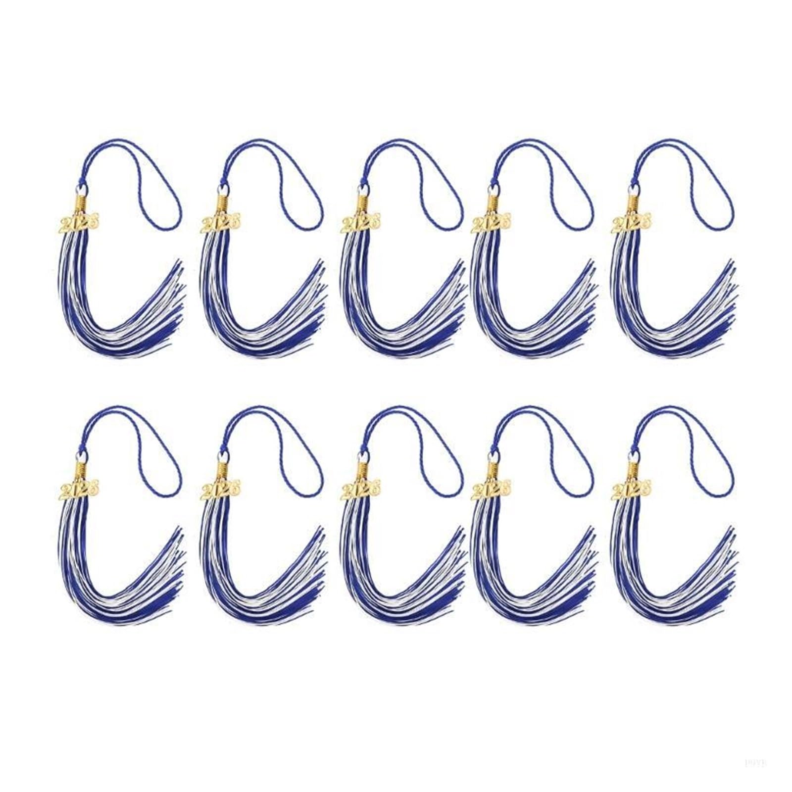 Tassel Graduation 10Pcs 2026 Graduation Tassels With Year Charm Class Of Hat Decoration For Bachelor Gown Caps for Graduate Ceremonies and Memorials(Blue White)