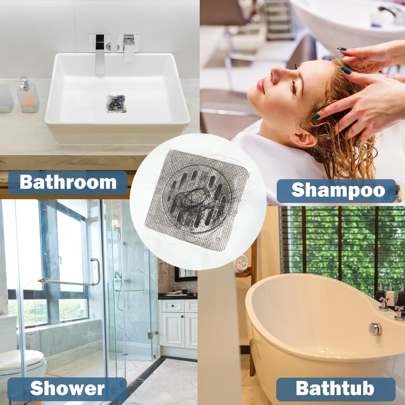 Captador de pelo de drenaje de ducha, paquete de 10 trampas desechables para drenaje de ducha, cubiertas de filtro de drenaje de piso mejoradas para atrapar el cabello, pantalla de drenaje para