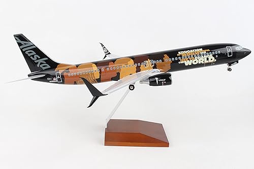 Miniatura 2 de Skymarks Daron Alaska 737-900ER Compromiso 1/100 con madera y engranaje SKR8287