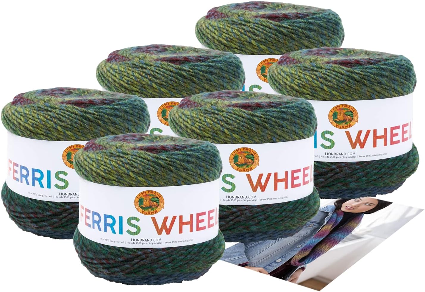 Lion Brand Yarn Ferris Wheel 6 Pack with Pattern