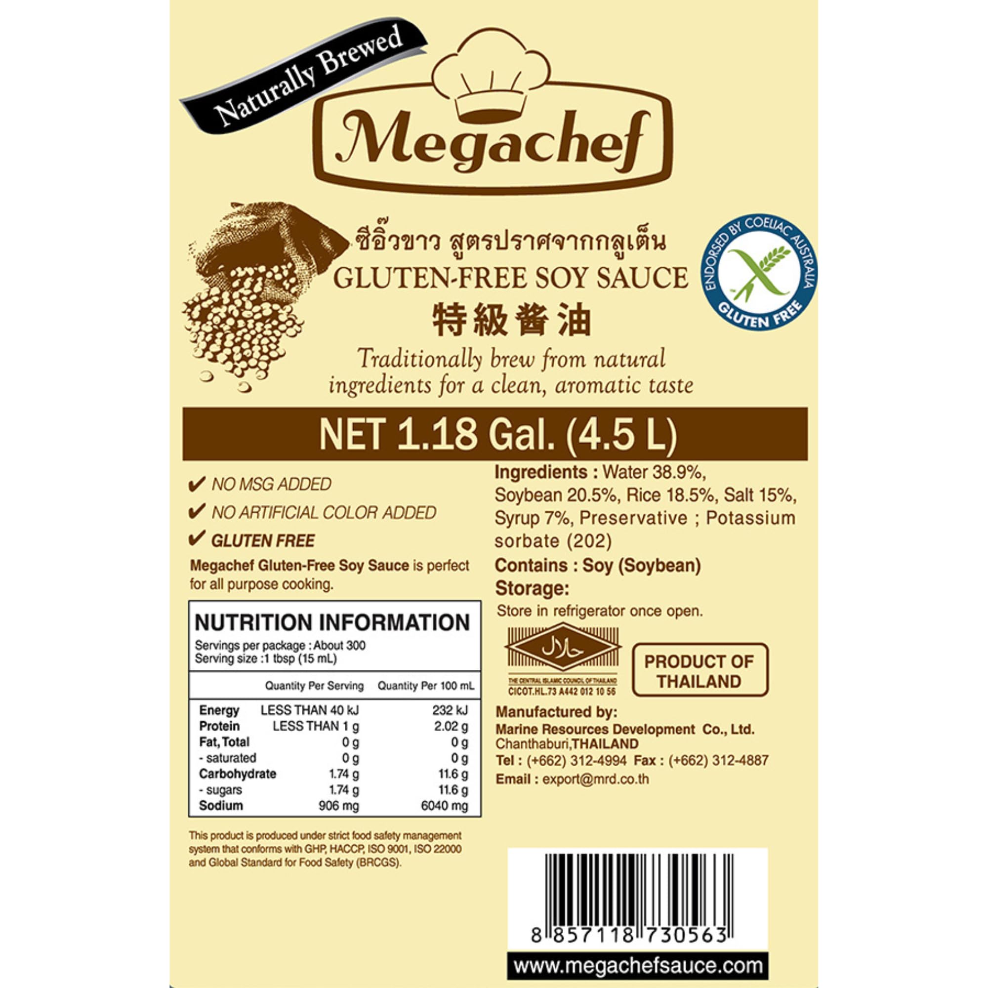 Megachef Salsa di soia senza glutine - 4,5 l