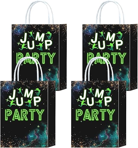 Tyndallrays 16 bolsas de regalo para trampolín para suministros de fiesta de cumpleaños, aperitivos de regalo, regalos de fiesta de dulces con asas