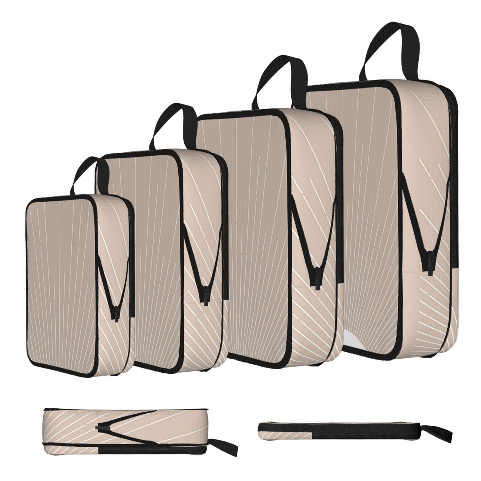 Abstract Geometric Print 4 Set Compression Packing Cubes For Suitcases,Expandable Storage Bags Organizers