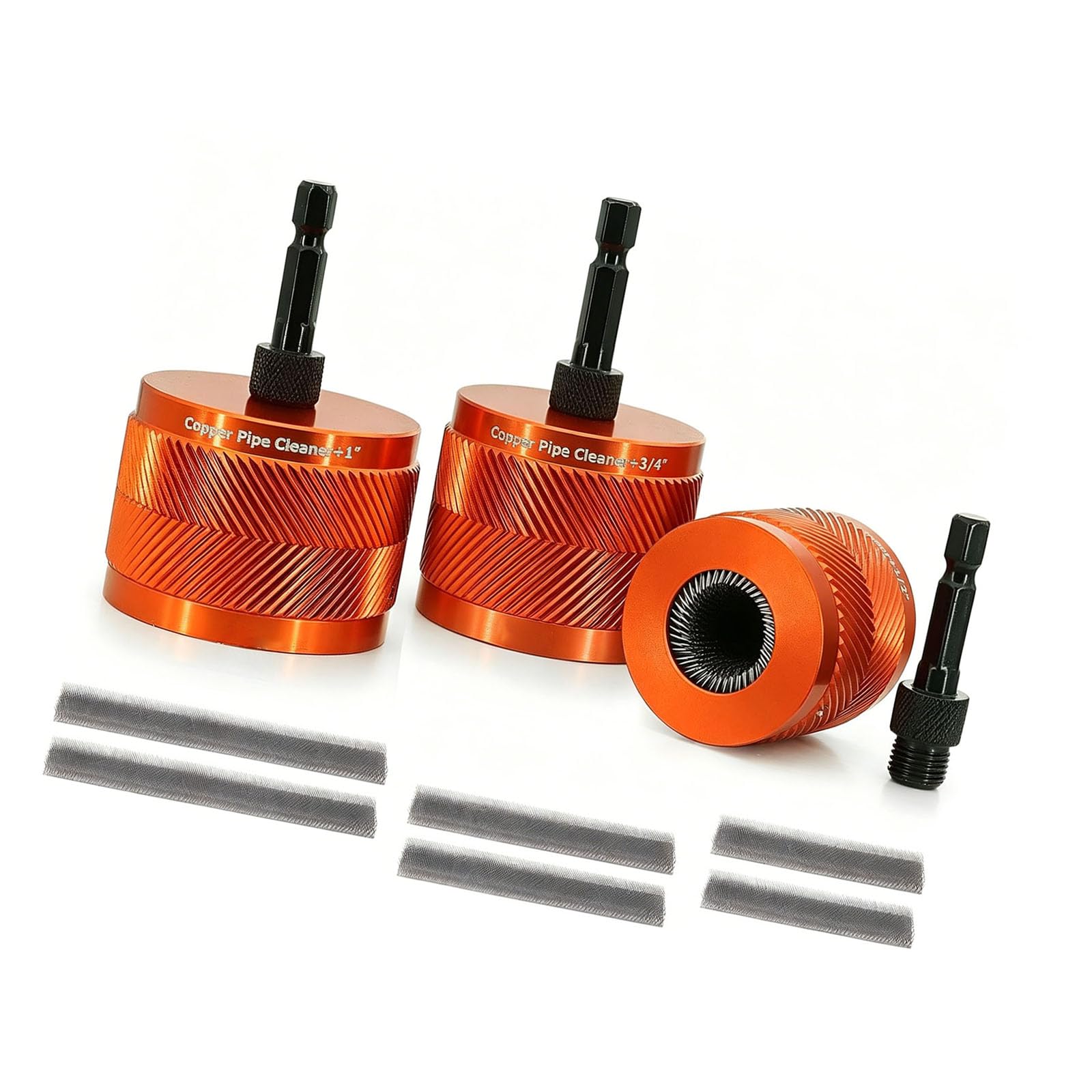 Multiple Size Pipe Polishing Brushes Aluminum Alloy Handle Resistant for HVAC and Automotive Maintenance Hexagonal Shank Tube Cleaning Brush