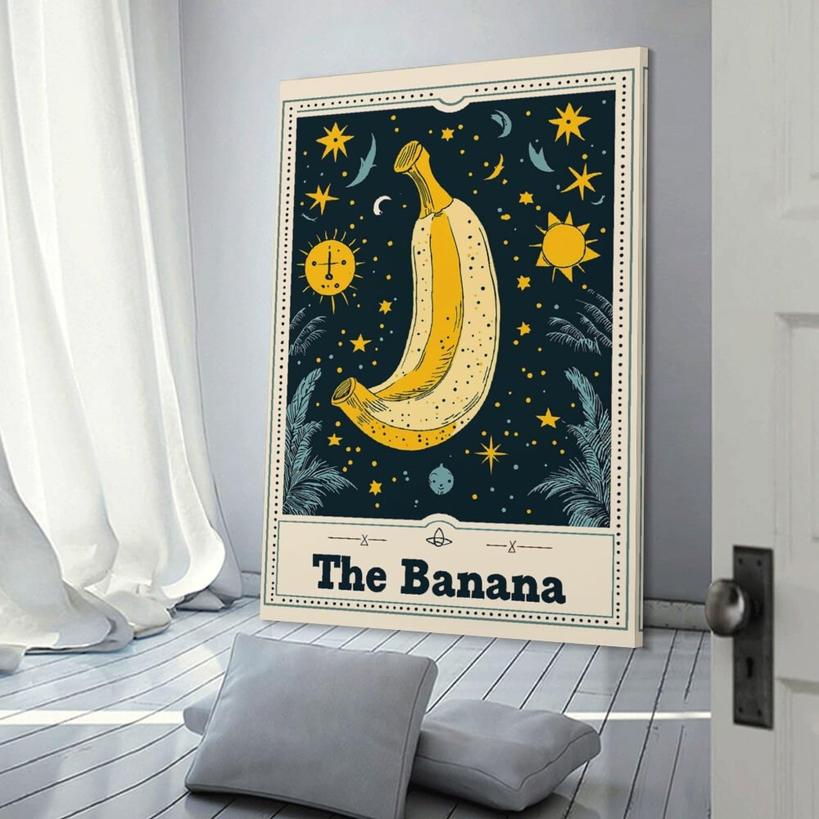 Junmoney The Banana Illustration Home Decor Wall Art 08x12inch(20x30cm), for Gallery Wall Layouts in Home Or Office, A Versatile Canvas Print for Layering