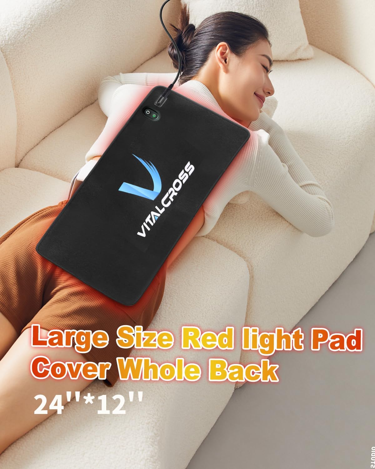 Red Light Therapy Pad for Body, 24"×12" 660nm & 850nm Near-Infrared Light Device, 35W for Home Use with Timer, 3 Modes & 5 Brightness Levels for Back, Waist, Shoulder & Joints