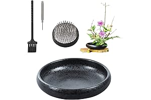 WANDIC Ikebana Vase Kit for Floral Arrangement Decor, with Black Spotted Pottery...