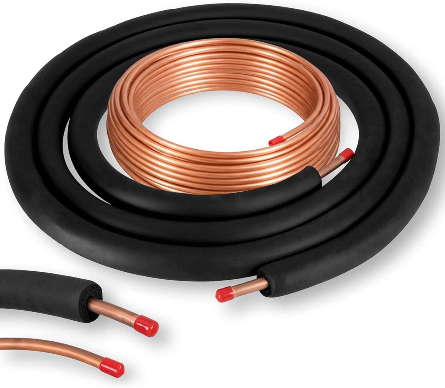 Iron Forge Tools HVAC Line Set Insulation - 14.95' Length, 3/4 & 3/8 Seamless Copper AC Lineset Insulation with .55 inch EPDM Refrigerant Line for Air Conditioner & Heat Pump